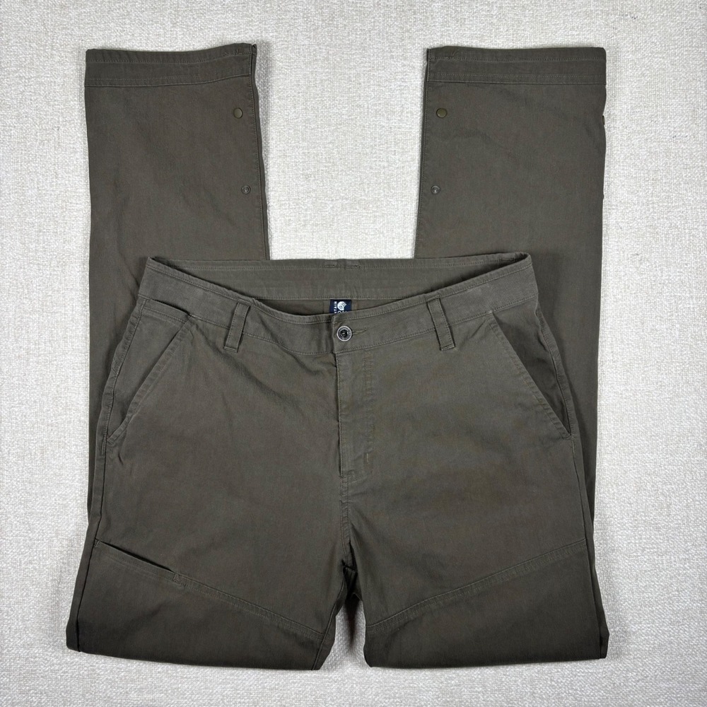 Mountain Hardwear Mens 34x34 Hiking Outdoor Pants Articulated Knee Snaps Green